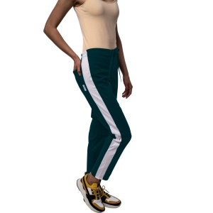 Pantaloni medicali ART stretch (cu elastan) Verde marin cu Alb contrast pentru femei