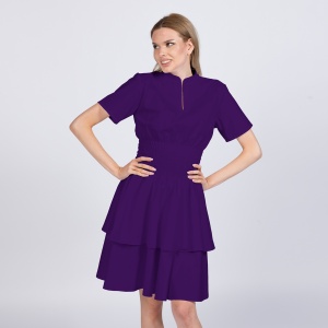 Rochie medicala stretch (cu elastan) FRILL -Liliac