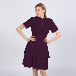 Rochie medicala stretch (cu elastan) FRILL -Tangerine