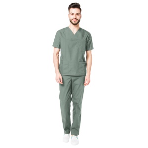 Uniformă medicală Class barbati – vâscoză cu 9% elastan, pantaloni clasici-Olive