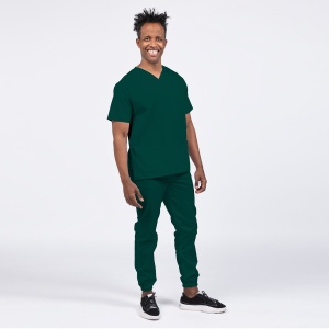 Uniforma medicala CLASS cu pantaloni jogger pentru barbati -Verde jad - Img 1