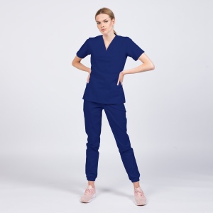 Uniforma medicala CLASS stretch (cu elastan) cu pantalon jogger pentru femei-Albastru safir - Img 1