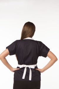 Uniformă medicală din poplin Jachetă Tara cu inserție albă și pantaloni clasici pentru femei-Visiniu - Img 2
