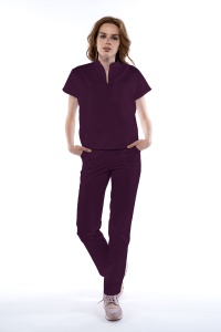 Uniforma medicala FABS stretch (cu elastan) cu pantalon pentru femei-Tangerine - Img 1