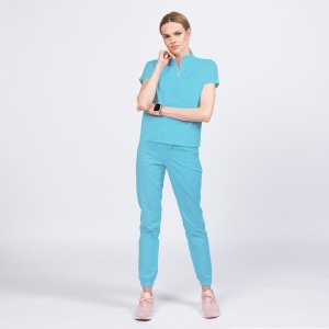Uniforma medicala FABS stretch cu pantalon jogger pentru femei-Ocean - Img 1