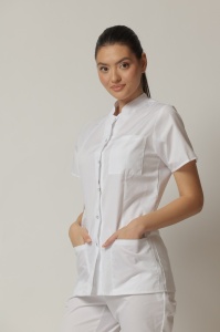 Uniformă medicală Mia cu jachetă mânecă scurtă și pantaloni jogger-Negru - Img 2
