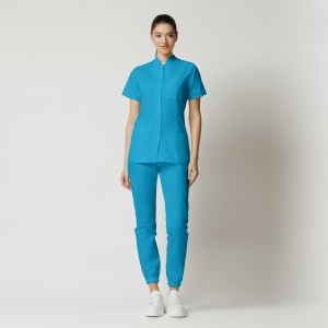 Uniformă medicală Mia cu jachetă mânecă scurtă și pantaloni jogger-Turqoise