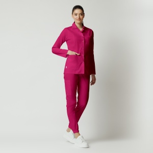 Uniformă medicală Nora cu jachetă mânecă lungă și pantaloni jogger-Magenta