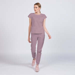 Uniforma medicala SPRINT stretch cu pantalon jogger pentru femei-Roz antic - Img 1