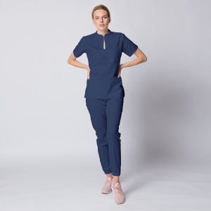 Uniforma medicala STIL cu pantaloni jogger pentru femei-Albastru nocturn - Img 1