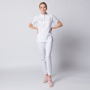 Uniforma medicala STIL cu pantaloni jogger pentru femei -Alb - Img 1
