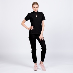 Uniforma medicala STIL stretch cu pantaloni jogger pentru femei-Negru - Img 1