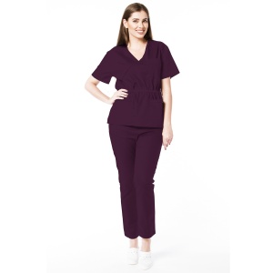 Uniforma medicala stretch (cu elastan) Tangerine-bluza cambrata cu snur si pantalon pentru femei Doll - Img 1