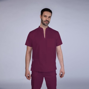 Uniforma medicala stretch STIL (cu elastan) cu pantaloni pentru barbati -Visiniu
