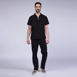 Uniforma medicala stretch TREND (cu elastan) cu pantaloni pentru barbati -Negru