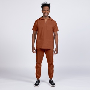 Uniforma medicala TREND cu pantaloni jogger pentru barbati-Caramel