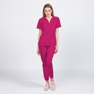 Uniforma medicala TREND cu pantaloni jogger pentru femei -Magenta