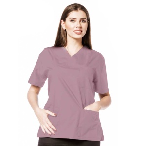 Bluza medicala CLASS clasica din poplin pentru femei-Roz antic