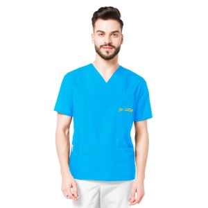 Bluza medicala CLASS personalizata cu nume si functie -Turqoise