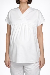 Bluza medicala Hope din stretch(elastan) pentru viitoare mamici-Alb - Img 4