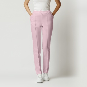 Pantaloni ART stretch(cu elastan) cu dunga pentru femei-Roz pal - Img 1