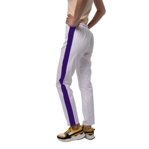 Pantaloni medicali ART stretch (cu elastan) Alb cu contrast Liliac pentru femei