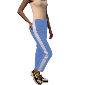 Pantaloni medicali ART stretch (cu elastan) Azur cu contrast Alb pentru femei