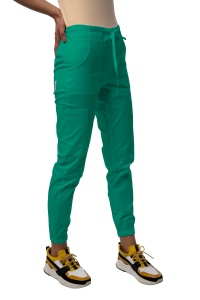 Pantaloni medicali ART stretch (cu elastan) jogger pentru femei-Verde Menta - Img 1