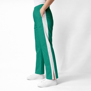 Pantaloni medicali Art stretch evazați cu contrast pentru femei-verde menta cu alb