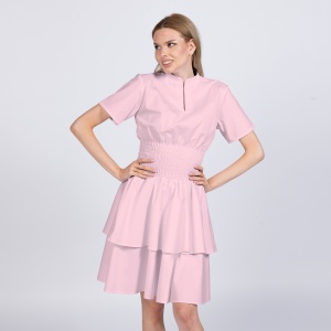 Rochie medicala stretch (cu elastan) FRILL -Roz pal