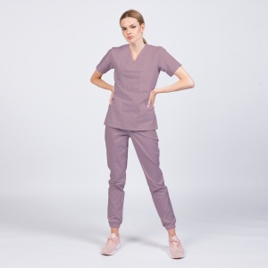 Uniforma medicala CLASS cu pantaloni jogger pentru femei -Roz antic - Img 1
