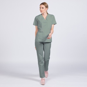 Uniformă medicală Class femei – vâscoză cu 9% elastan, pantaloni clasici-Olive