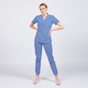 Uniforma medicala CLASS stretch (cu elastan) cu pantalon jogger pentru femei-Azur - Img 1