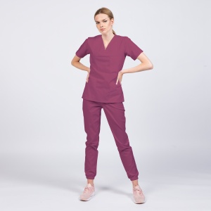Uniforma medicala CLASS stretch (cu elastan) cu pantalon jogger pentru femei-Fructe de padure - Img 1