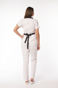 Uniformă medicală din poplin Jachetă Tara cu inserție Verde menta și pantaloni clasici pentru femei - Img 4