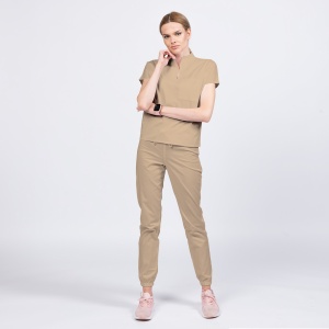 Uniforma medicala FABS stretch cu pantalon jogger pentru femei-Bej