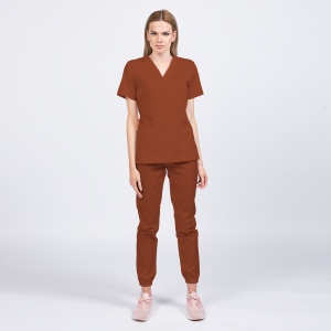 Uniforma medicala KULT cu pantaloni jogger pentru femei-Caramel