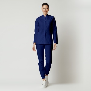 Uniformă medicală Mia cu jachetă mânecă lungă și pantaloni jogger-Albastru safir
