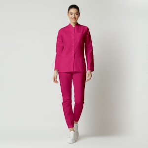 Uniformă medicală Mia cu jachetă mânecă lungă și pantaloni jogger-Magenta