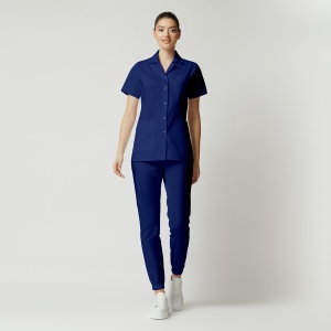Uniformă medicală Nora cu jachetă mânecă scurtă și pantaloni jogger-Albastru safir