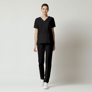 Uniformă medicală Optim din vâscoză cu 9% elastan pentru femei – Negru