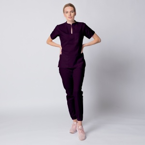 Uniforma medicala STIL cu pantaloni jogger pentru femei -Tangerine - Img 1