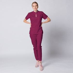 Uniforma medicala STIL stretch cu pantaloni jogger pentru femei-Fructe de padure - Img 1