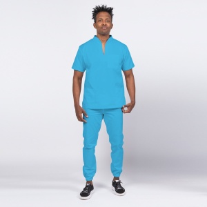 Uniforma medicala stretch STIL (cu elastan) cu pantaloni jogger pentru barbati -Turqoise