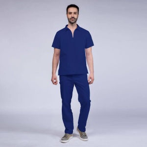 Uniforma medicala stretch TREND (cu elastan) cu pantaloni pentru barbati -Albastru safir
