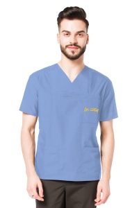 Bluza medicala CLASS personalizata cu nume si functie -Azur