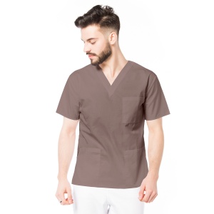 Bluza medicala KULT clasica din microfibra pentru barbati-Mocca