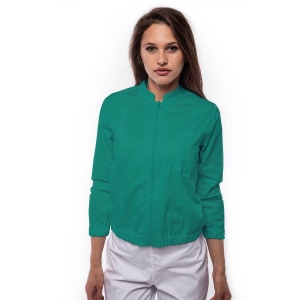 Bomber medical maneca lunga cu fermoar si bordura elastica pentru femei TRAFIC-Verde menta