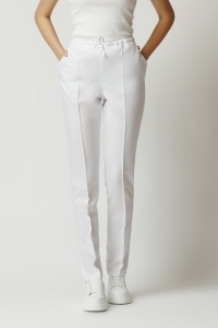 Pantaloni ART stretch(cu elastan) cu dunga pentru femei-Alb