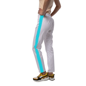 Pantaloni medicali ART stretch (cu elastan) Alb cu contrast Ocean pentru femei